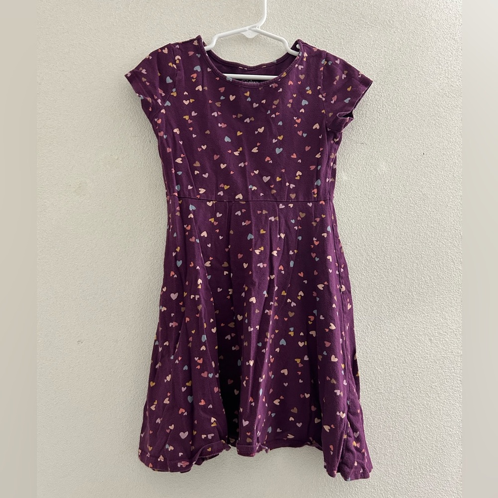 Purple Heart Print Kids Dress All Day Play by Jumping Beans size 6
